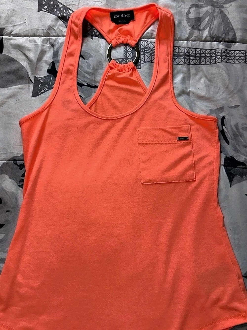 bebe Orange Racerback Tank Top Size Medium Like New